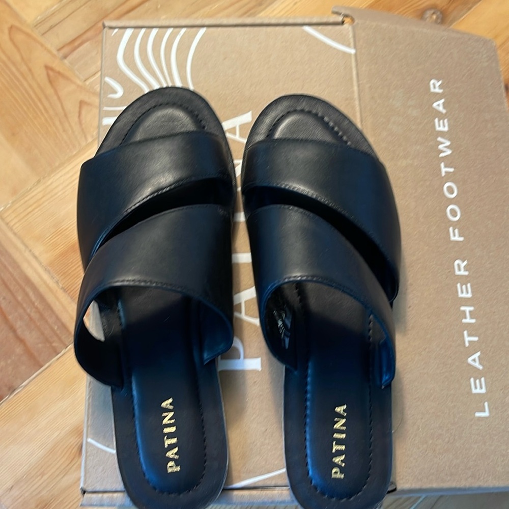 Patina by Portland Leather Double Swirl Slide Sandal Womens size 10 NWB